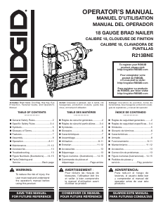 Handleiding RIDGID R213BNE Spijkerpistool