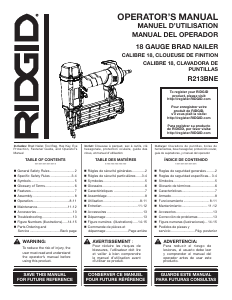 Bruksanvisning RIDGID R213BNE Spikpistol