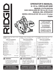Manual de uso RIDGID R3204 Sierra circular
