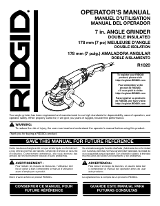 Mode d’emploi RIDGID R1020 Meuleuse angulaire