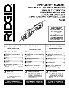 Handleiding RIDGID R3031 Reciprozaag