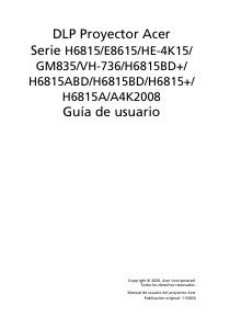 Manual de uso Acer H6815BD Proyector