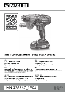 Manual Parkside PSBSA 20-Li B2 Maşină de găurit-înşurubat