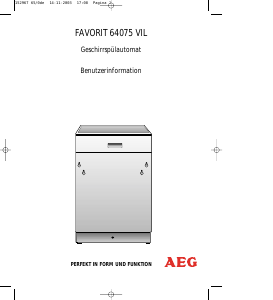 Bedienungsanleitung AEG F64075VIL Geschirrspüler