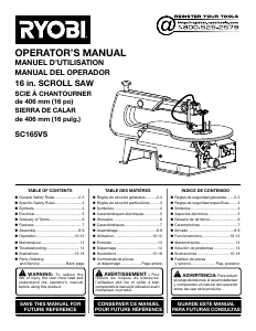Manual de uso Ryobi SC165VS Sierra de desplazamiento