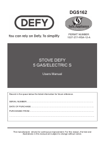 Manual Defy DGS162 Range