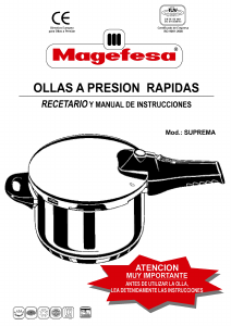 Manual de uso Magefesa Suprema Olla a presión