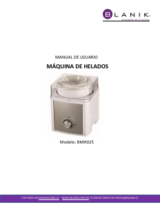Manual de uso Blanik BMH025 Máquina de helados