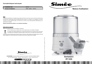 Mode d’emploi Siméo PF 335 Machine à glace