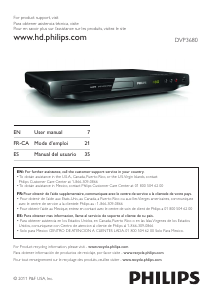 Mode d’emploi Philips DVP3680 Lecteur DVD