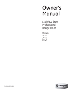 Manual Monogram ZV30SSJ1SS Cooker Hood