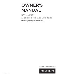 Manual de uso Monogram ZGU36ESL2SSG Placa