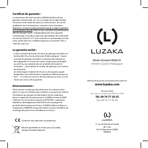 Mode d’emploi Luzaka ADELE Montre