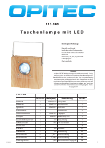 Bedienungsanleitung Opitec 113.989 Taschenlampe