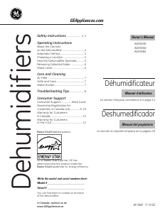 Manual GE ADEW65LNQ1 Dehumidifier