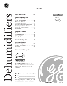 Manual de uso GE AHG40LJG1 Deshumidificador