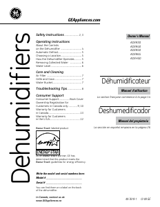 Manual GE ADER65LNQ1 Dehumidifier