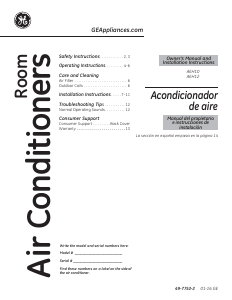 Manual GE AEH12AVH1 Air Conditioner