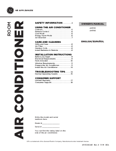 Manual de uso GE AHP06LZW1 Aire acondicionado