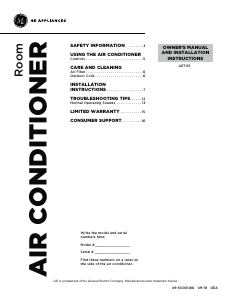 Manual de uso GE AET05LYL1 Aire acondicionado