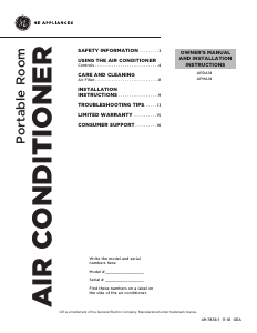 Manual GE APDA14NXMBN1 Air Conditioner