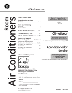Manual GE AEL14APL1 Air Conditioner
