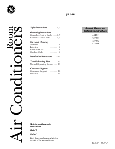 Manual GE ASW06LLS1 Air Conditioner
