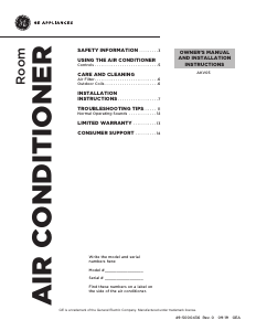 Manual de uso GE AKV05LZG1 Aire acondicionado