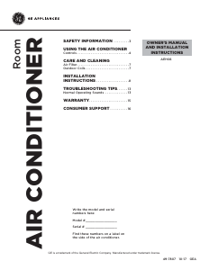 Manual GE AEH06LXQ1 Air Conditioner