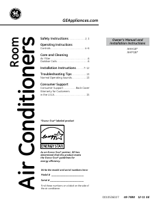 Manual GE AHH18DQT1 Air Conditioner