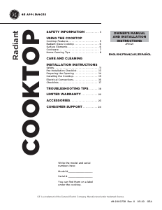 Mode d’emploi GE JP3021DP1BB Table de cuisson
