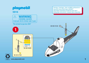Hướng dẫn sử dụng Playmobil set 5916 Police Máy bay trực thăng