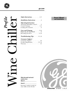 Manual de uso GE PWR04FANBBS Vinoteca