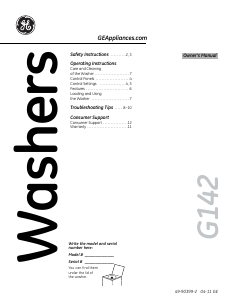 Manual de uso GE GCWP1000M2WW Lavadora
