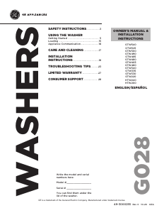 Manual de uso GE GTW490ACJ3WW Lavadora