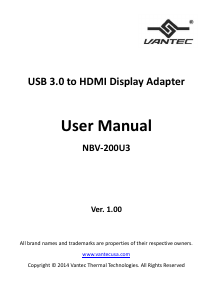 Bruksanvisning Vantec NBV-200U3 HDMI-adapter