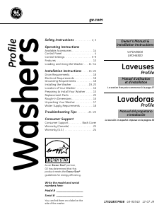 Manual de uso GE WPDH8850J0WW Lavadora