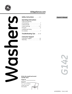 Handleiding GE GTWP2005M2CC Wasmachine