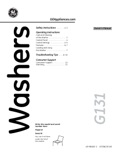 Handleiding GE GLWN5050M1WS Wasmachine