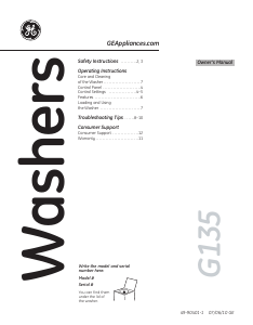 Handleiding GE GTWN4450M0WS Wasmachine