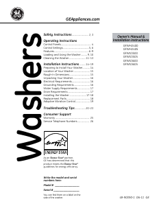 Bedienungsanleitung GE GFWH2405L0BB Waschmaschine