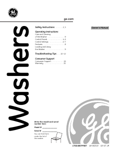 Manual de uso GE WHDSR209G8WW Lavadora