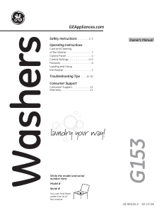 Manual de uso GE GTWP2250D0WW Lavadora