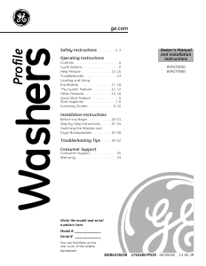 Handleiding GE WPGT9360E0WW Wasmachine