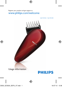 Manual Philips QC5550 Aparador de cabelo