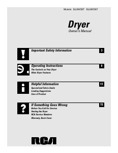 Manual RCA BJLR473GV0WW Dryer