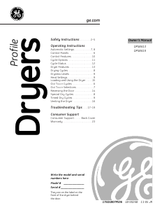 Handleiding GE DPSB619ED0WW Wasdroger