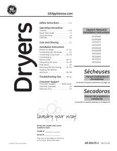 Manual de uso GE GFDS265EF0RR Secadora