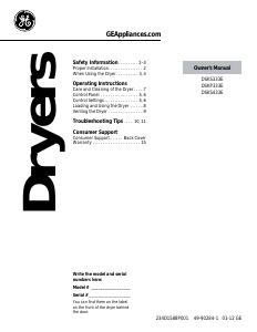 Handleiding GE DSKS433EB1WH Wasdroger