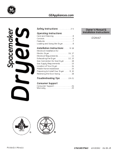 Manual de uso GE DSXH47GG0WW Secadora